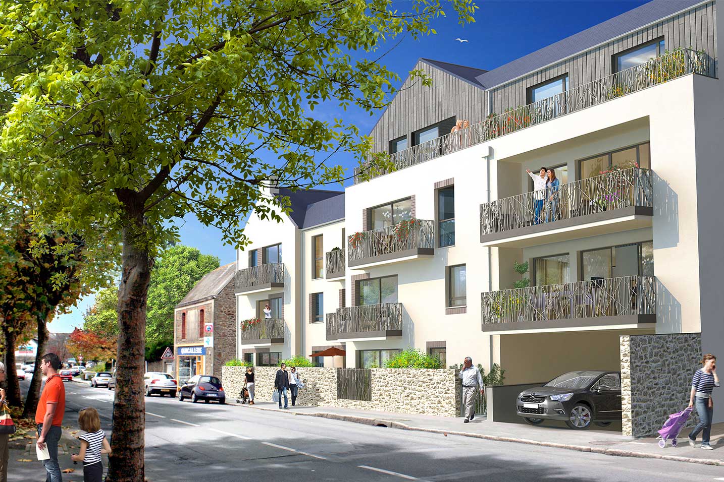 façade d'un collectif avec plusieurs appartements et balcons